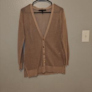 White House Black Market Women's Tan (Gold) Cardigan Sweater Size MP
